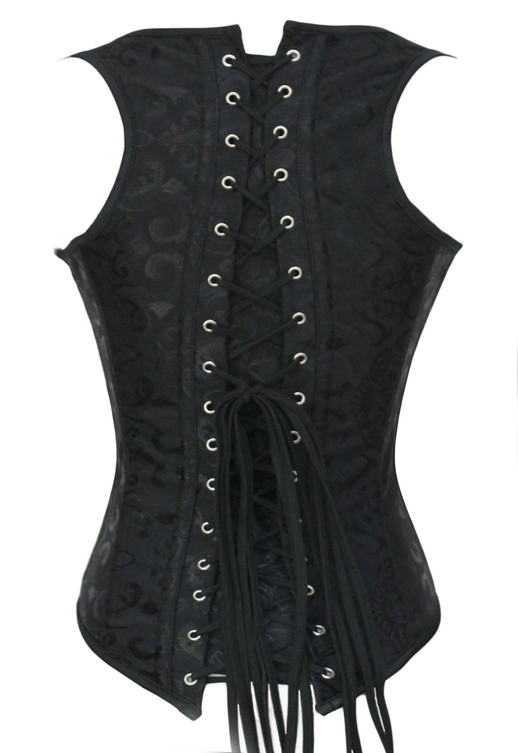 F3228-1 10 Steel Bones Black Jacquard Under Bust Corset